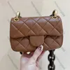 12A Upgrade Mirror Quality Designer Mini Flap Brown Bag Womens Lambskin Quilted Purse Luxurys Handbags Wenge Wood Chain Bags Crossbody Black Shoulder Chip Box Bag
