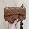 12A Upgrade Spiegelkwaliteit Designer Mini Flap Bruine Tas Dames Lamsvacht Gewatteerde Portemonnee Luxe Handtassen Wenge Houten Kettingtassen Crossbody Zwarte Schoudertas Chip Box