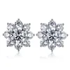 Charm Ewya 100 Real S925 Sterling Silver Floral Zirkon Stud Earring Hoge koolstof Diamant oorbuien Fijne sieraden Gift 230817