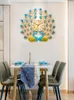 ウォールクロック大きな孔雀の時計リビングルームモダンシンプルなホームスタイルミュートクォーツフェニックスクリエイティブウォッチ