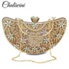 Hobo Chaliwini Classic Women Clutch Evening Bag Hollow Out Metal Wedding Sequined Shoulder Bag Prom Bridal Crystal Handbag Purses HKD230817