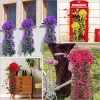 Violet Artificial Flower Wall Hanging Simulation Violet Orchid Fake Silk Vine Flowers Wedding Party Home Garden Balcony Decoration LL