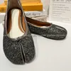 Отсуть обувь ippeum tabi обувь серебряные разделенные носки Bling Ballets Mary Janes Designers Shoes Plus 44 HKD230817