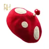 Berets RH Ladies Cute Mushrooms Red Handmade Wool Felt Beret Creative Painter Hat Girls Birthday Gift Warm Cap For Autumn Winter 230816