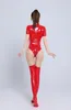 Sexy Set Women Sexy Hollow Out Glossy Latex Catsuit Wetlook Faux Leather Jumpsuit Exotic Zipper Open Crotch Bodysuit Clubwear Overalls 230817