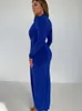 Basic Casual Dresses Articat Side Split Pleated Evening Dress Women Sexy Slim High Waist Elegant Party Robe Bodycon Deep V Neck Bandage Ladies 230817