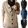 Men's Sweaters Chic Sweater Coat Fashionable Buttons Closure Men Knitted Cardigan Solid Color Skin-Friendly For Home