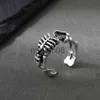 Anéis de banda vintage crânio ossos anéis para homens abertura ajustável punk mal anéis jóias anime retro hip hop halloween festa presentes j230817