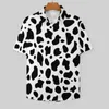 Camisas casuais masculinas Halloween Dalmatian Beach Camisa preta e branca Hawaiian Man Y2K Bloups Roupas de manga curta Plus Tamanho 4xl