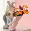 Decorative Objects Figurines Girl Statue Home Decor Creative Vase Resin Model Storage Tray Decoration Living Room Flower Vases Craft 230816