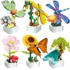 Bloqueia os insetos DIY blocos de construção de flores Brinquedos em vasos