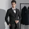 Garnitury męskie czarne formalne biznesmeni Slim Fit 3pcs (kamizelka spodni) Ślub smokingowy groom zużycie baR terno Costume Homme