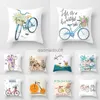 Pillow Case 45x45 cm Decor Decor Decor Okładka do salonu sypialnia dekoracyjne poliestrowe skrzynki kwiatów rowerowe okładka HKD230817