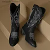 Buty haftowe zachodnie kostki kobiety 2023 Autumn Retro spiczaste palce kowbojskie botki Kobieta plus size 42 PU skóra gruba obcasowa botas T230817