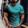 Camisetas masculinas 2023 T-shirt moda 3d bolinhas gradiente tops tops street rua masculino de verão de manga curta casual solto