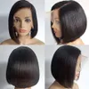 Short Bob Human Hair Wigs 220%density Brazilian 13X1 T Part Straight Lace Wigs for Women Transparent Lace Pre Plucked Bone Bob Wig on Sale