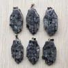 Pendant Necklaces Fashion Good Quality Natural Black Spectrolit Hand Palm Charms Pendants For Necklace Jewelry Making 6pcs/lot Wholesale