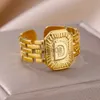 Anelli di banda Anelli iniziali per gli accessori per gioielli in acciaio inossidabile femminile 18K Gold Plodato in rilievo 26 lettere A-Z Open Coppia Ring J230817