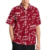 Men's Casual Shirts White Music Notes Vacation Shirt Musician Hawaii Man Cool Blouses Short Sleeve Design Clothes 3XL 4XL