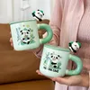 Den senaste 13,5 oz panda kaffemugg med lock, många stilval, stöder anpassning av alla logotyp