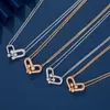 Marque de créateurs Tiffays Gold Double Ring Collier Boucle Horseshoe Pendante Rose Luxur Luxury Collier de chaîne simple