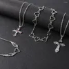 Collane a ciondolo crollata antage angelo cross obsidian collana per donne set alla moda punk cartod cartola richio