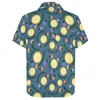 Men's Casual Shirts Yellow Lemon Slices Blouses Men Flower Print Hawaiian Short Sleeve Printed Streetwear Oversize Beach Shirt Gift