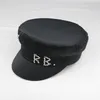 Berets Simple RB Hat Women Men Men Street Fashion Style Sboy Shats Black Berets Flat Top Men Men Drop Ship Cap 230816