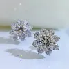 Charm Ewya 100 Real S925 Sterling Silver Floral Zirkon Stud Earring Hoge koolstof Diamant oorbuien Fijne sieraden Gift 230817