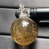 Dekorativa figurer Natural Stone Quartz Rutilated Pendant Sphere Polished Crystal Ball Smyckedekoration Rock Gift Reiki Healing