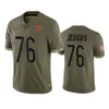 Chicago''Bears''Men 85 Cole Kmet 34 Walter Payton 1 Justin Fields 4 Eddie Jackson Damen Jugend Olive Custom Salute To Service Limited Trikot