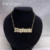 Chokers Collier de nom personnalisé Aurolaco avec diamant Bling Nameplate Pendant Box Chain en acier inoxydable Gol pour femmes Gift 230817