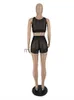 Women's Two Piece Pants Women Tracksuits Matching Sets Sexy Sleeveless Sporty Crop Top Skinny Shorts Suits Mesh Pink See Though 2 Two Pieces Outfits J230816