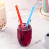 Tazas desechables pajitas 100pcs de plástico colorido grande beber para burbujas de perlas té té batido suministros de fiesta accesorios de barra
