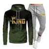 Hoodies Hoodies Fashion Tracksuit King Print Sportswear ensembles à capuche Pantalon Sport Joggers Paptilements de survêtement à capuche Fleece Streetwear