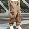 Men's Pants Outdoor Camping Multi Pockets Trousers Versatile Cargo Elastic Waistband Drawstring Hip Hop