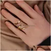 Anelli per donne Anello in stile Octopus Womens in acciaio inossidabile Open Gold Color Color Geometry Gioielli Delivery Delivery Dhwhq Dhwhq