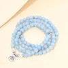 Strand Natural Stone Armband Yoga Mara Halsband 108 Pink Chalcedony Beads Women's Fashion Meditation Jewelry 2023