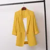 Costumes pour femmes Blazers veste de mode couleur couleur jaune noir tissu coton tissu lâche surdimensionné vestes de printemps d'été ol costume 230817