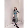 Casual jurken Elegante Chidori Controleer Elastische taille Design Swing Dress Damesmode sfeer 2023 Fall -forens Formele kleding