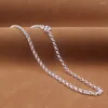 Kedjor 999 Pure Silver Necklace For Women 4mm Bredd Rolo Link 45 cm Längd Tröjekedja 15-16G