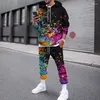 Men's Tracksuits Colorful Splash Oil Paint 3D Print Tracksuit Sets Casual Hoodie And Pants 2 Piece Fashion Streetwear Unisex Pullover