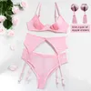 Sexy set erotische lingerie open bh -kit push up sexy sensuele ondergoed 3 -delige hart heart holle crotchless slipjes gyter intiem 230808