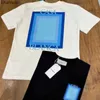 T-shirts masculins t-shirts casablanca Blue Gradient Square Letter Imprimer le cou rond Coton Colon