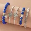 Strand 5pcs Korean Blue Bracelet Combination Set Good Luck Four-leaf Clover Jewelry Adjustable Lady Snowflake Accessories