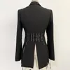 Kvinnors kostymer 2023 European American Foreign Trade Star Model Small Coat Personlig metallhål Tie Rope Slim Slitt One-Button Suit