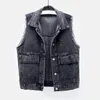 Women's Vests Lady Vest Coat Stylish Sleeveless Lapel Casual Streetwear Jacket With Patch Pockets Loose Fit Ripped For Trendy