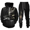 Personnalités masculines Personnalités Skull 3D Print TrackSuit Set Sweat à capuche punk gothique / Sweat-shirt / pantalon / costume