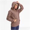 Yoga-Outfit Sport Fitness Hoodies Lu-123 Frauen Herbst Winter Fleece Fleece Kapuzen-Sweatshirt Solid Fitnessstudio Outwear warmes Schweiß Femme Jacke Drop d Dhhhq