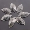 Colliers pendants Stone Naturel Connecteur ovale Labradorite Collier minéral Guérison Argent plaqué bord Charmes bijoux en gros 6pcs